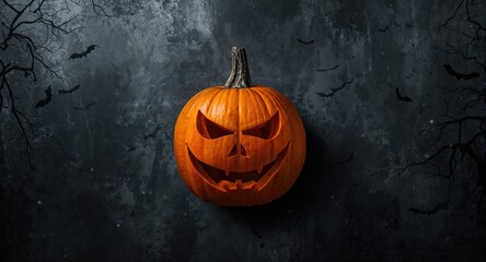 Dark Halloween scene with eerie figures and orange lighting, used as a thematic background for fall projects