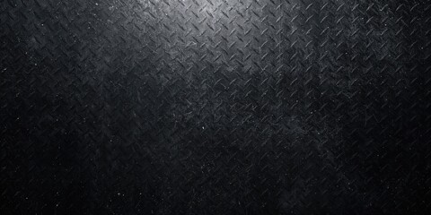 An extensive black tread plate with diamond pattern, suited for industrial flooring or protective surface applications