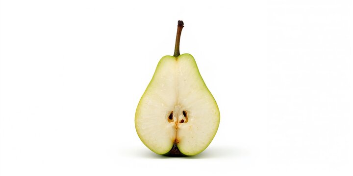 Green pear on a white background used as a neutral food illustration for nutrition labels