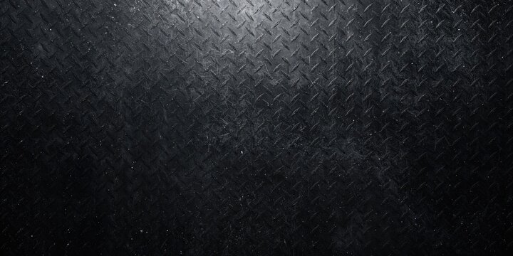 An extensive black tread plate with diamond pattern, suited for industrial flooring or protective surface applications