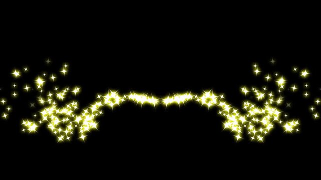 magic sparkles glitter line stars; glowing, twinkling, glittering star; fairy dust wand glitter stars trail transition on a black screen background