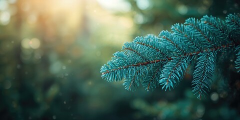 Blue spruce needle cluster as a background for botanical design or layout