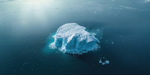 Fototapeta premium Iceberg floating in melting Antarctic blue waters, climate change awareness day