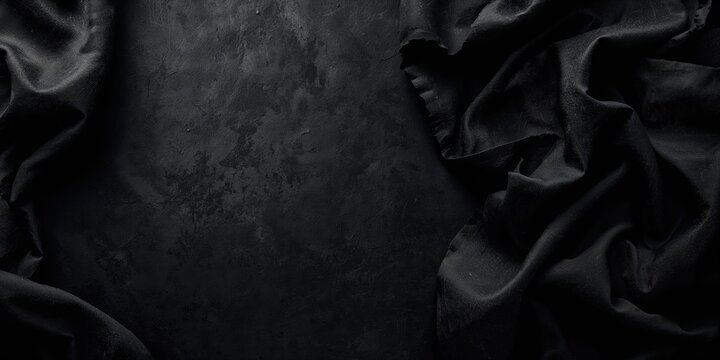 Textile material with black fabric texture serves as a backdrop for furniture and interior decor, ideal for layout design