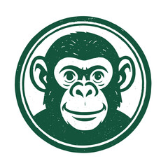 monkey icon seal vector on white background
Vector stamp icon