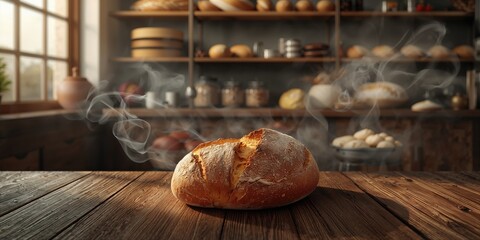 Selection of bread varieties arranged in a bakery, ideal for food photography and menu design