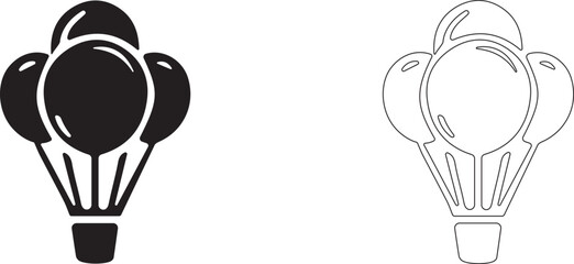 Basket with balloons. Vector icon.