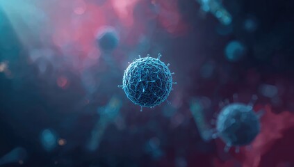 Bacteria viewed through a microscope with a background suitable for scientific layout, highlighting microbiology analysis