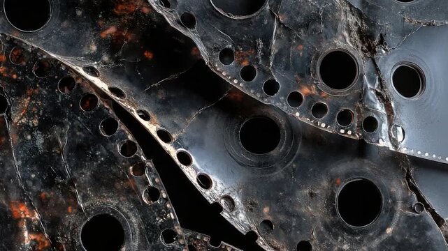 Video Close-up shot of a metal material with holes, suitable for technical or industrial use
