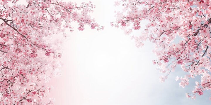 White flowering branches creating a spring-themed background for layout, floral design for seasonal communication
