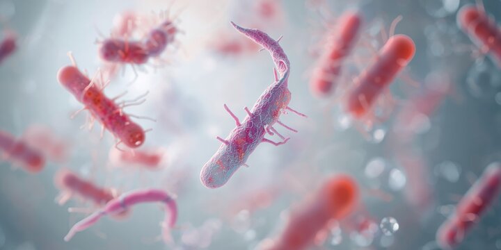 Bacteria viewed under a microscope, microbial analysis for scientific research