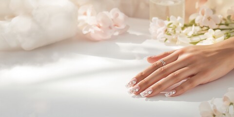 Fototapeta premium Collection of artificial nails and manicures tailored for female beauty enhancement, ideal for personal grooming sessions