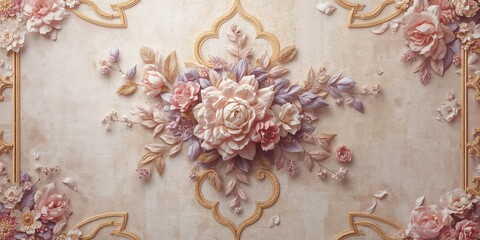 Decorative baroque and geometric patterns in a design, focusing on ornamental elements