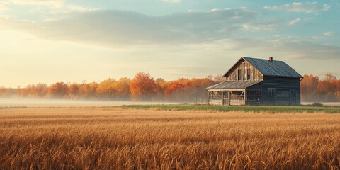 Autumn morning with clear skies and fallen leaves, environmental preservation awareness