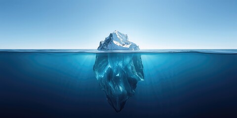 Iceberg with a larger submerged portion highlighting hidden potential, motivational theme, Earth Day