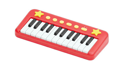 Fototapeta premium Red Toy Piano Isolated on White Background