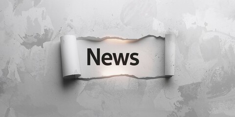 Torn paper featuring the word News, used as a background for layout design, suitable for editorial headers