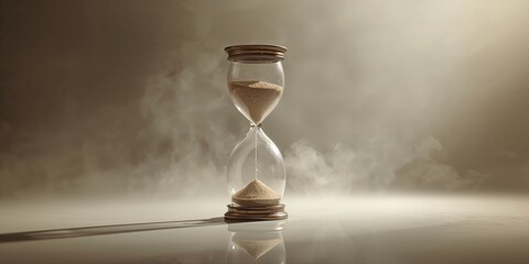 Hourglass with flowing sand in a smoky setting the passage of time, World Malaria Day