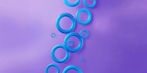 Colorful blue rings of varying sizes on a purple background, designed as a visual pattern for layout backgrounds, World Environment Day