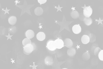 Texture of holiday bokeh lights background with stars isolated on white or transparent background, png cut out