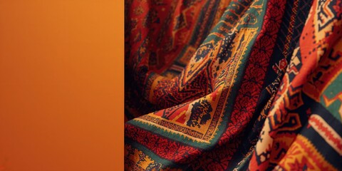 Detailed view of bright patterned African cotton fabrics, ideal for cultural textile layout or textile industry use
