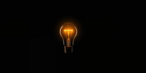 Illuminated white lightbulb emitting yellow glow, designed as a background for innovation themes