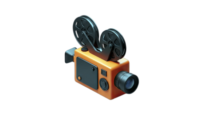 Retro Film Camera Isolated on White Background