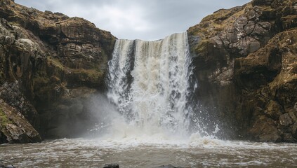 Cascading waterfall among rocky rapids highlighting erosion processes and water flow dynamics, International Day of Forests