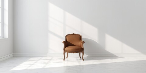 Wooden chair in a classic interior used as a background for text or layout design