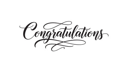 Elegant black calligraphic congratulations lettering with decorative flourishes perfect for celebrating special events and achievements