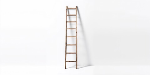 Ladder against a white background used for maintenance tasks, clean and simple setup