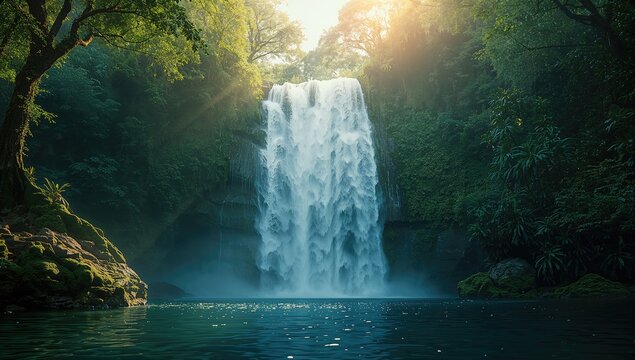 Curug Perawan waterfall with flowing water, highlighting erosion concerns, Earth Day