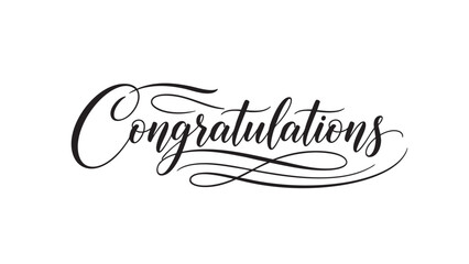 Elegant congratulations hand lettering script for celebration and achievement events with decorative flourishes