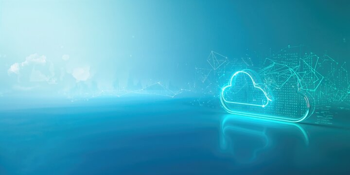 Neon-style 3D data icon for interface layout, digital real-time updates