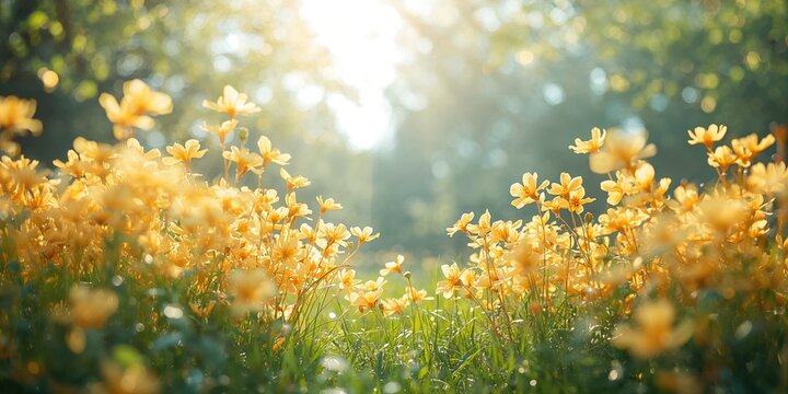 Abstract yellow flowers background for text and layout design, seasonal change