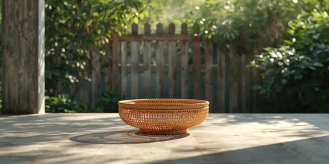 Bamboo mesh basket, designed for kitchen organization or shopping, highlighting eco-friendly materials and craftsmanship