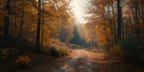 Forest in autumn with vibrant leaf colors, erosion risk, Earth Day