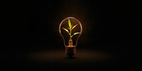 Green plant emerging from light bulbs, highlighting eco-friendly energy use and conservation efforts World Environment Day