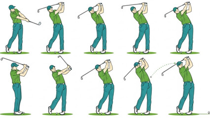 Illustrated steps of a golf swing