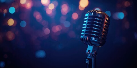 Retro microphone at a live concert highlighting audio setup for music events