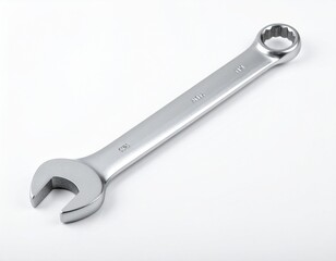 白背景に孤立した一本のシルバーのレンチ	
