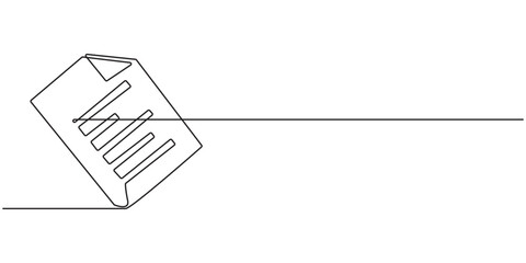 Clipboard with checklist icon continuous one line drawing of outline vector illustration, One continuous line vector drawing of a folder. Outline documents background icon. Saving securities vector .
