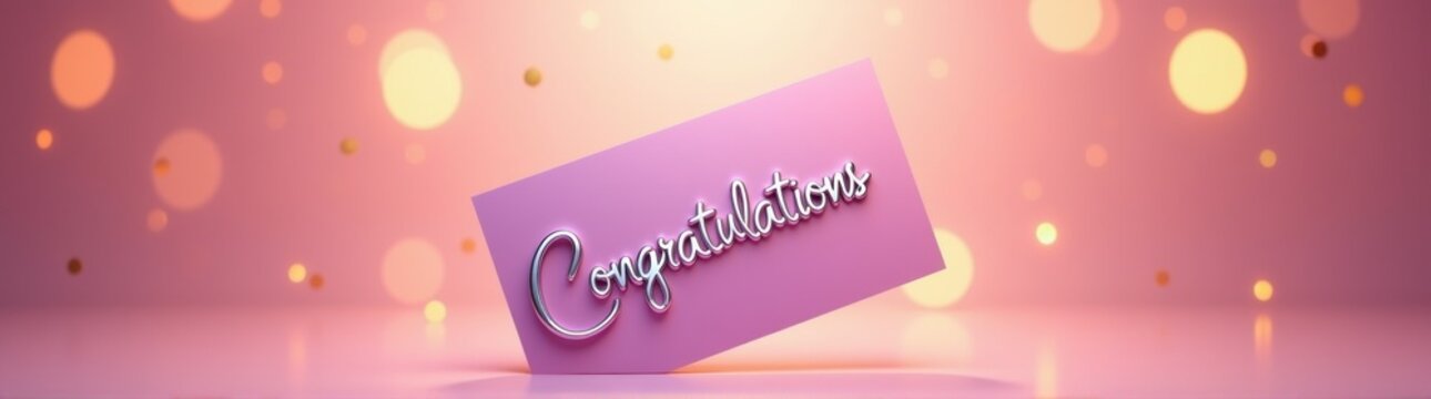 Purple congratulations card with a gold background copy space