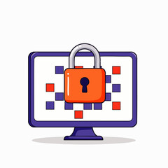 This illustration depicts a secure computer screen protected by a strong padlock, symbolizing robust digital data privacy and online safety measures.