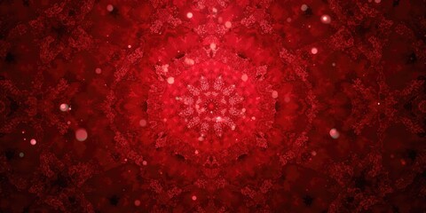 Abstract red background with a kaleidoscope pattern used as a graphic design illustration, suitable for backgrounds or visual layouts