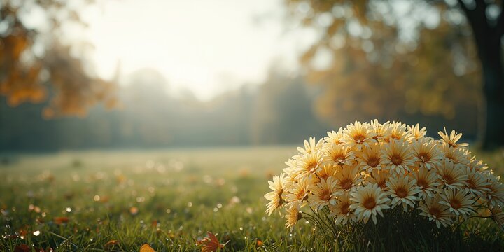 Siberian chrysanthemum autumn flowers arranged for fall decoration in Korea, seasonal change - Powered by Adobe