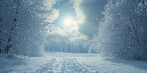 Snow-covered natural landscape during winter, highlighting seasonal weather patterns