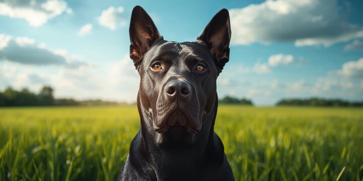 Deutsche dogge portrait focusing on head and snout, highlighting muscular build, canine breed image