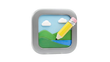 Creative Landscape Icon with Pencil Editing Concept