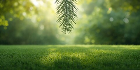 A single leaf falling straight down resembling a pine tree, seasonal change awareness day
